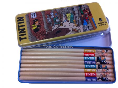 Crayons Tintin HB dans boite métal jaune